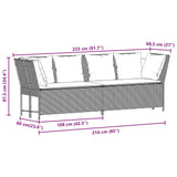 vidaXL Tuinbank met kussens poly rattan zwart
