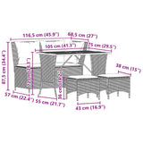 vidaXL 4-delige Tuinset met kussens poly rattan zwart