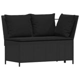 vidaXL 4-delige Tuinset met kussens poly rattan zwart
