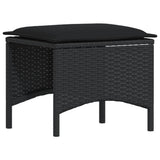 vidaXL 4-delige Tuinset met kussens poly rattan zwart