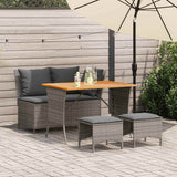 vidaXL 4-delige Tuinset met kussens poly rattan zwart