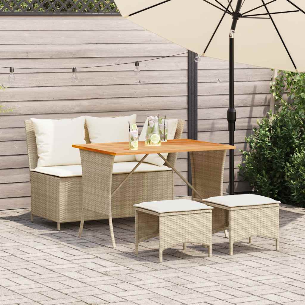 vidaXL 4-delige Tuinset met kussens poly rattan zwart