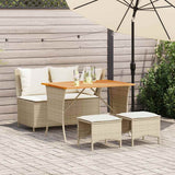 vidaXL 4-delige Tuinset met kussens poly rattan zwart