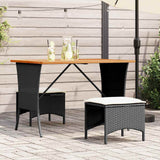 vidaXL 3-delige Tuinset met kussens poly rattan zwart