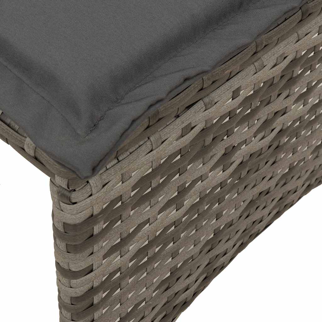 vidaXL 3-delige Tuinset met kussens poly rattan zwart