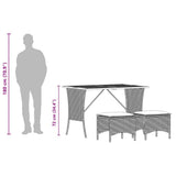 vidaXL 3-delige Tuinset met kussens poly rattan zwart