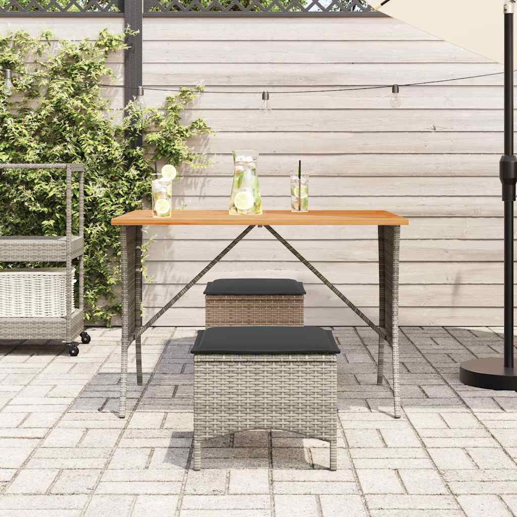 vidaXL 3-delige Tuinset met kussens poly rattan zwart