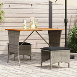 vidaXL Tuintafel met acaciahouten blad 105x75x72 cm poly rattan zwart