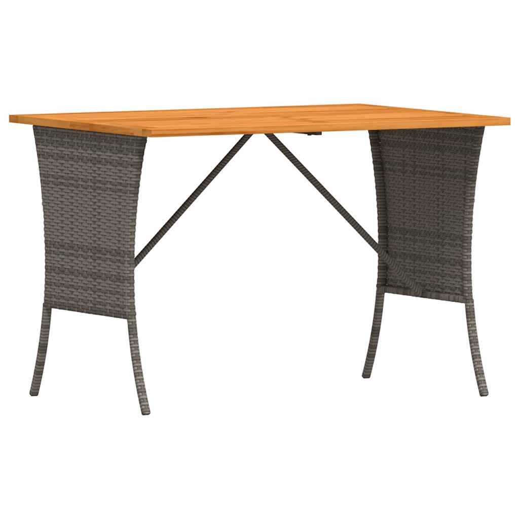 vidaXL Tuintafel met acaciahouten blad 105x75x72 cm poly rattan zwart