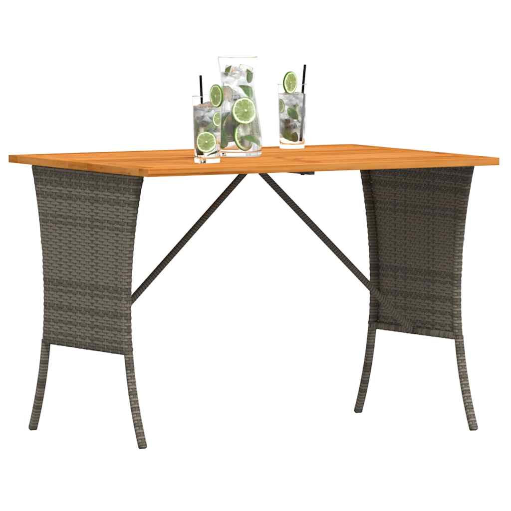 vidaXL Tuintafel met acaciahouten blad 105x75x72 cm poly rattan zwart