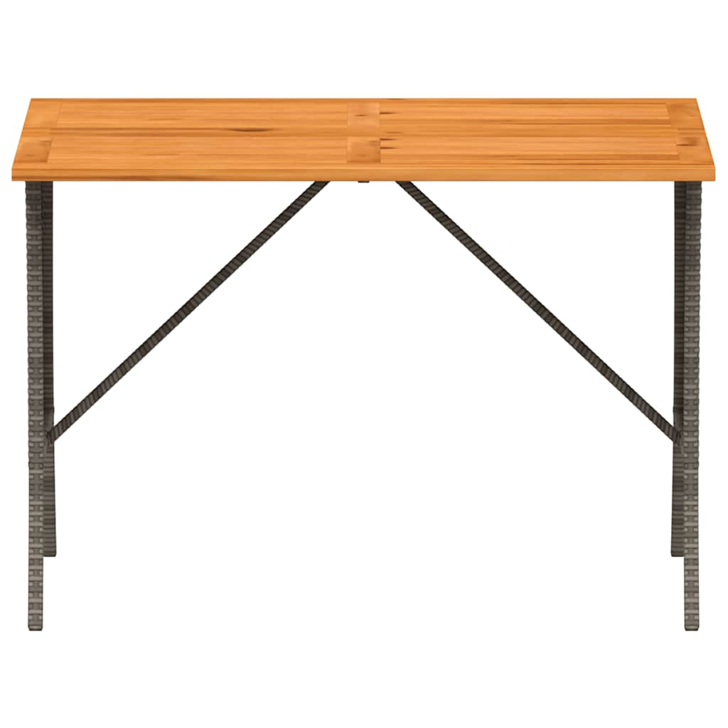 vidaXL Tuintafel met acaciahouten blad 105x75x72 cm poly rattan zwart