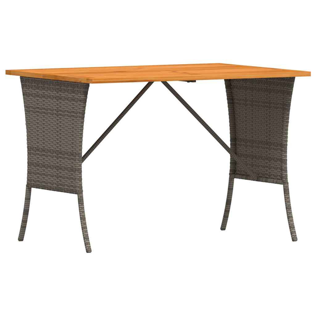 vidaXL Tuintafel met acaciahouten blad 105x75x72 cm poly rattan zwart