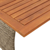 vidaXL Tuintafel met acaciahouten blad 105x75x72 cm poly rattan zwart