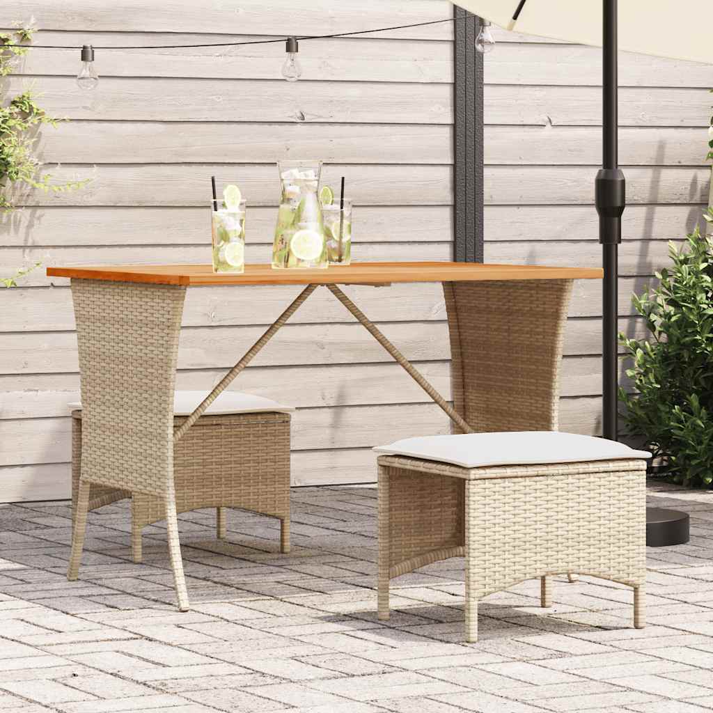 vidaXL Tuintafel met acaciahouten blad 105x75x72 cm poly rattan zwart