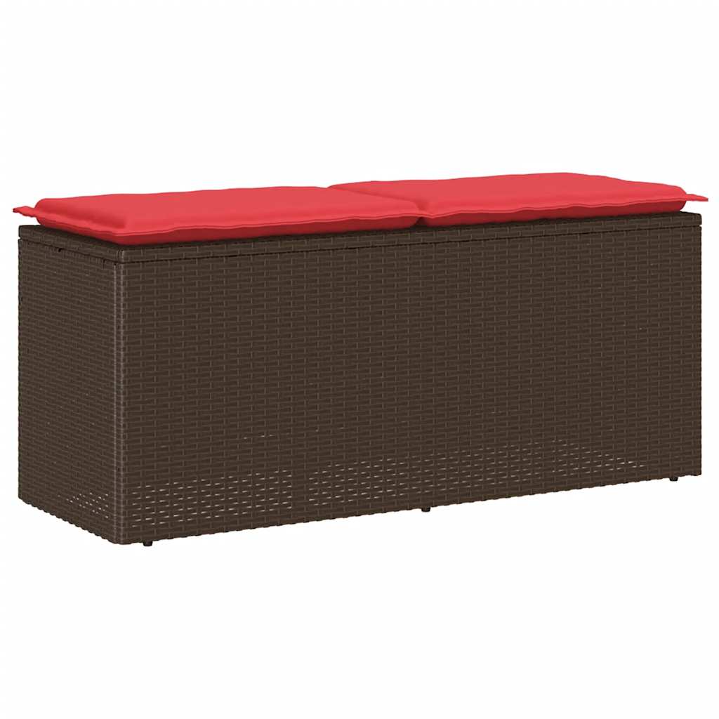 vidaXL Tuinbank met kussen 110x40x44 cm poly rattan grijs