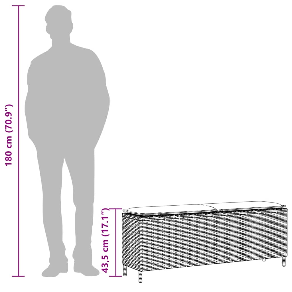 vidaXL Tuinbank met kussen 110x30x40,5 cm poly rattan zwart