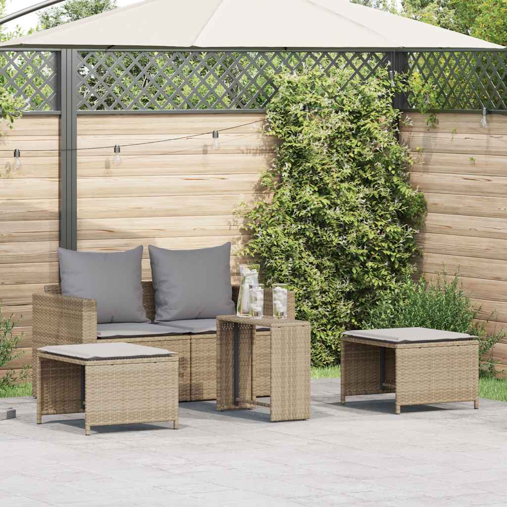 vidaXL 5-delige Tuinbankstel met kussens stapelbaar poly rattan zwart