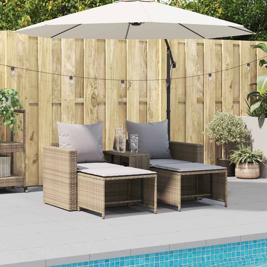 vidaXL 5-delige Tuinbankstel met kussens stapelbaar poly rattan zwart