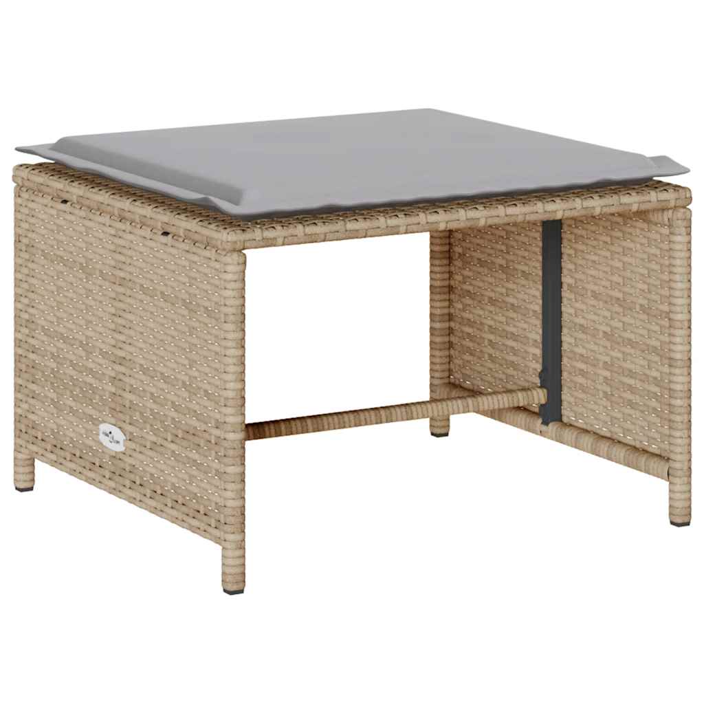 vidaXL 5-delige Tuinbankstel met kussens stapelbaar poly rattan zwart