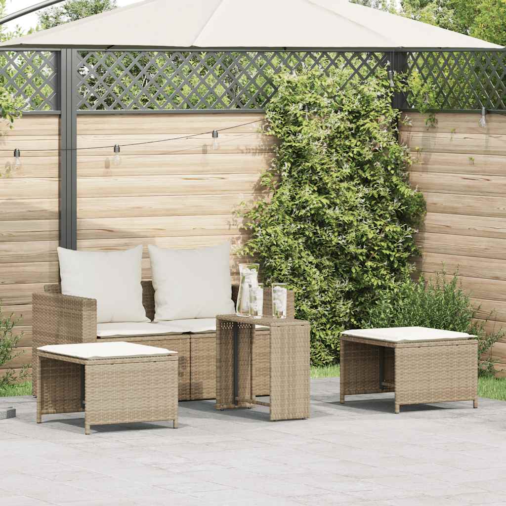 vidaXL 5-delige Tuinbankstel met kussens stapelbaar poly rattan zwart