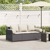 vidaXL Tuinbank 3-zits met kussens poly rattan zwart