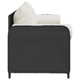 vidaXL Tuinbank 3-zits met kussens poly rattan zwart