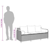 vidaXL Tuinbank 3-zits met kussens poly rattan zwart