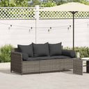 vidaXL Tuinbank 3-zits met kussens poly rattan zwart
