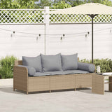 vidaXL Tuinbank 3-zits met kussens poly rattan zwart
