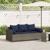 vidaXL Tuinbank 3-zits met kussens poly rattan zwart