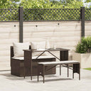 vidaXL 3-delige Tuinset met kussens poly rattan zwart