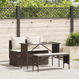 vidaXL 3-delige Tuinset met kussens poly rattan zwart