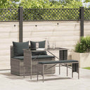 vidaXL 3-delige Tuinset met kussens poly rattan zwart
