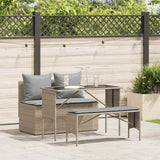 vidaXL 3-delige Tuinset met kussens poly rattan zwart