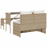 vidaXL 3-delige Tuinset met kussens poly rattan zwart