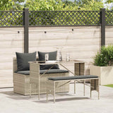 vidaXL 3-delige Tuinset met kussens poly rattan zwart