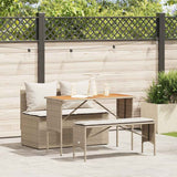 vidaXL 3-delige Tuinset met kussens poly rattan zwart