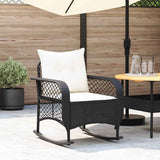 vidaXL Tuinschommelstoel met kussens poly rattan zwart