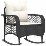 vidaXL Tuinschommelstoel met kussens poly rattan zwart