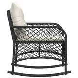 vidaXL Tuinschommelstoel met kussens poly rattan zwart
