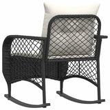 vidaXL Tuinschommelstoel met kussens poly rattan zwart