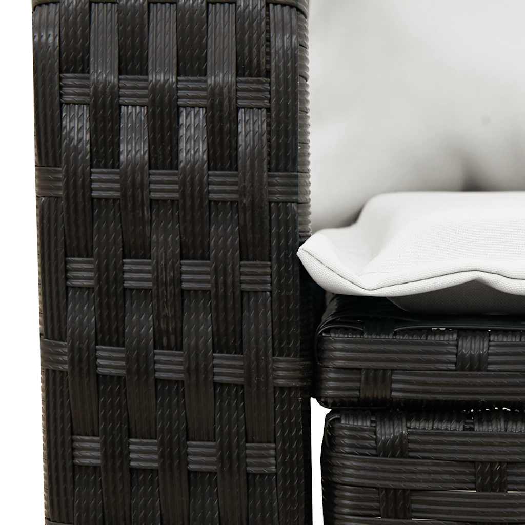 vidaXL Tuinschommelstoel met kussens poly rattan zwart