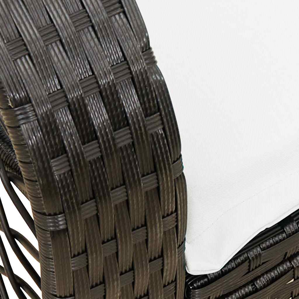vidaXL Tuinschommelstoel met kussens poly rattan zwart