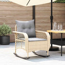 vidaXL Tuinschommelstoel met kussens poly rattan zwart