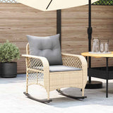 vidaXL Tuinschommelstoel met kussens poly rattan zwart
