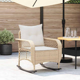 vidaXL Tuinschommelstoel met kussens poly rattan zwart