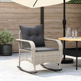 vidaXL Tuinschommelstoel met kussens poly rattan zwart