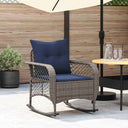 vidaXL Tuinschommelstoel met kussens poly rattan zwart