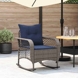 vidaXL Tuinschommelstoel met kussens poly rattan zwart