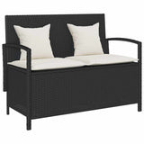 vidaXL Garden Bench with Cushion Poly Rattan Black